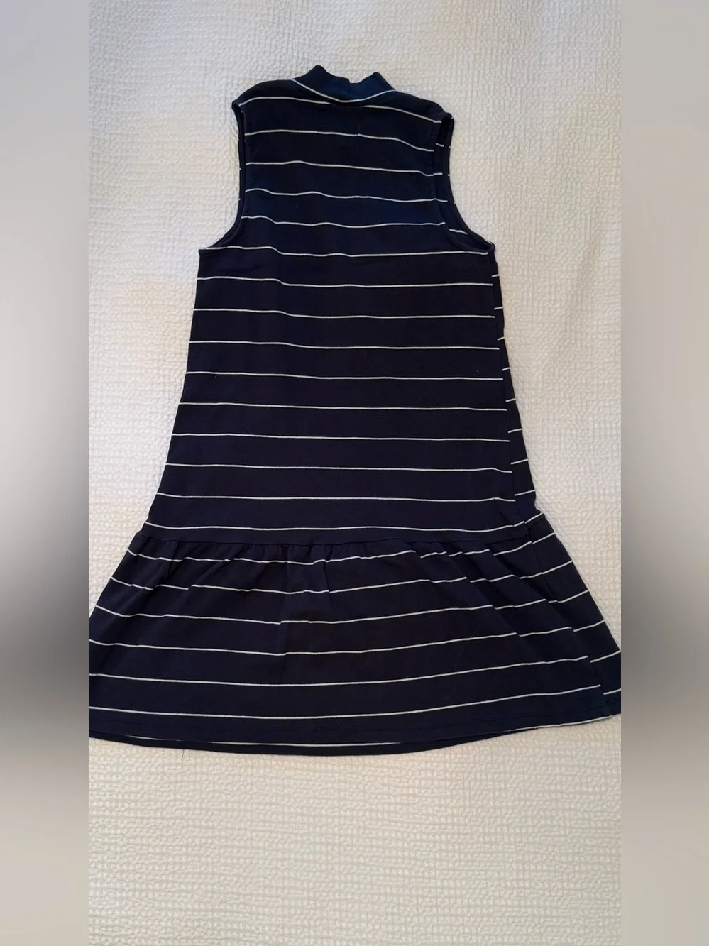 Abercrombie & Fitch | Navy White Striped Knit Dress | Sleeveless Mock Neck | XS